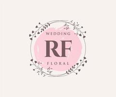 plantilla de logotipos de monograma de boda con letras iniciales rf, plantillas florales y minimalistas modernas dibujadas a mano para tarjetas de invitación, guardar la fecha, identidad elegante. vector