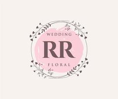 RR Initials letter Wedding monogram logos template, hand drawn modern minimalistic and floral templates for Invitation cards, Save the Date, elegant identity. vector