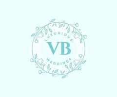 VB Initials letter Wedding monogram logos template, hand drawn modern minimalistic and floral templates for Invitation cards, Save the Date, elegant identity. vector