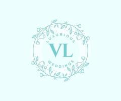 VL Initials letter Wedding monogram logos template, hand drawn modern minimalistic and floral templates for Invitation cards, Save the Date, elegant identity. vector