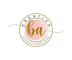 initial BA Feminine logo beauty monogram and elegant logo design, handwriting logo of initial signature, wedding, fashion, floral and botanical with creative template. vector