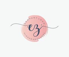 Initial EZ feminine logo. Usable for Nature, Salon, Spa, Cosmetic and Beauty Logos. Flat Vector Logo Design Template Element.