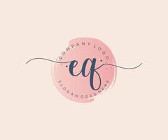 Initial EQ feminine logo. Usable for Nature, Salon, Spa, Cosmetic and Beauty Logos. Flat Vector Logo Design Template Element.