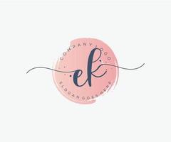 Initial EK feminine logo. Usable for Nature, Salon, Spa, Cosmetic and Beauty Logos. Flat Vector Logo Design Template Element.