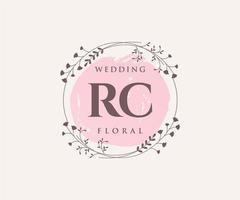 RC Initials letter Wedding monogram logos template, hand drawn modern minimalistic and floral templates for Invitation cards, Save the Date, elegant identity. vector