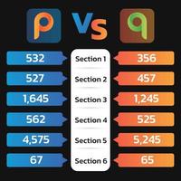 sport statistic comparison template. data comparison template. vector illustration.