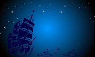 gradient blue background with sailing ship vector