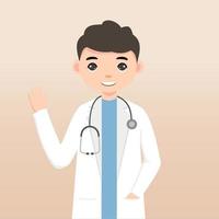 Front view animated character. Doctor character creation with face emotions, poses and gestures. Cartoon style, flat vector illustration.Isolated on white.Male doctor.