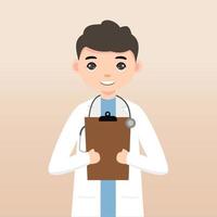 Front view animated character. Doctor character creation with face emotions, poses and gestures. Cartoon style, flat vector illustration.Isolated on white.Male doctor.