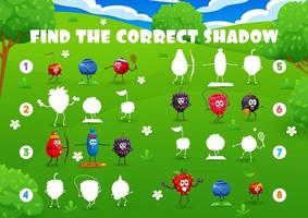 Find correct shadow quiz with berry characters vector