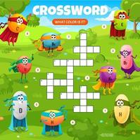 Crossword game grid with hero vitamin characters vector