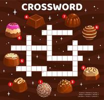 cuadrícula de juego de crucigramas con dulces de chocolate vector