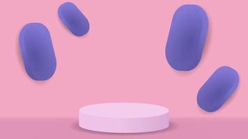 Podium scene pink background. podium in minimal style and 3D circles for product. Vector 3D minimalism