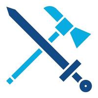 Axe And Sword Glyph Two Color Icon vector