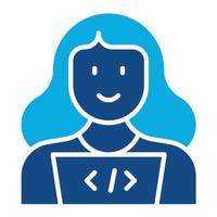 Web Developer Female Glyph Two Color Icon vector