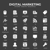 paquete de iconos de marketing digital con color blanco vector