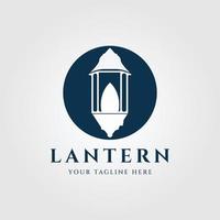 lantern lamp vintage logo template with emblem vector illustration design