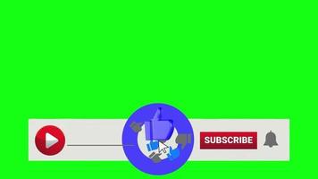 Elegant Subscribe Button with 3d Like Icon Green Screen Background video