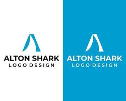 Letter A monogram shark, sea, ocean, mammal logo design. vector