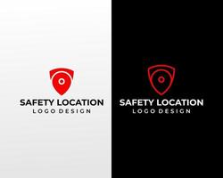 Shield and location icon logo design. vector