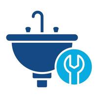 lavabo llave glifo icono de dos colores vector