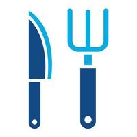 Fork and Knife Glyph Two Color Icon vector