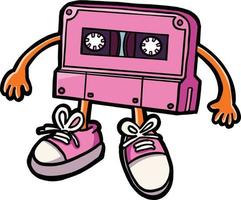 cute cassette tape boy character vector