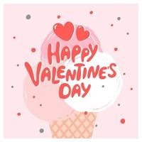 Valentine's day greeting card with hand written greeting lettering. Suitable for social media posts. Vector illustration.