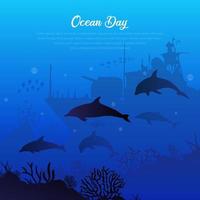 Elegant Ocean Underwater design background. World ocean day design background vector