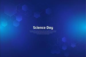 fondo de diseño del día de la ciencia azul. fondo de diseño de ciencia y tecnología brillante vector