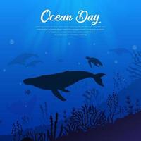 World ocean day design background. Ocean Underwater design background vector