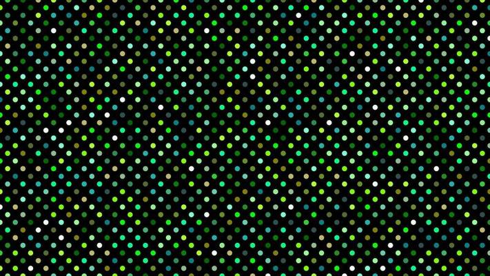 green polka dots over black background