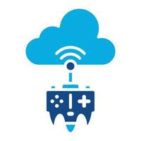 Cloud Game Glyph Two Color Icon vector