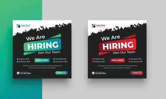 We are hiring job vacancy social media post or square web banner template design vector