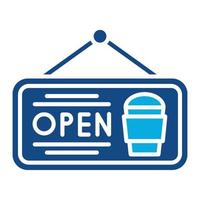 Cafe Open Sign Glyph Two Color Icon vector