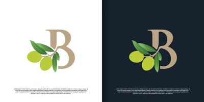 Illustration of olive letter logo B unique concept Premium Vector