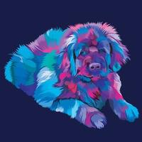 Ilustración de perro colorido estilo wpap. vector