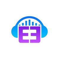 Music modern logo template with futuristic gradient colors and clean vector eps format