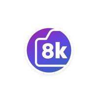 icono de vector de cámara de video de 8k