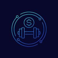 paid workout, training line icon, vector