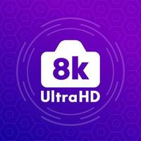 8k camera icon, Ultra HD video vector