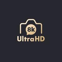 8k video camera icon, gold on dark vector