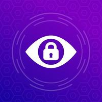 eye and lock, privacy control icon for web vector