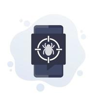 Debugging icon with a smart phone vector