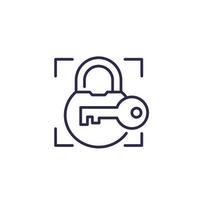 Lock and key, security line icon for apps and web vector