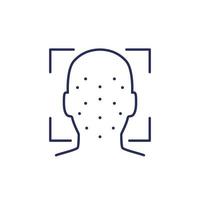 facial recognition line icon, biometric face scan vector