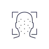 facial recognition line icon, biometric face scan vector