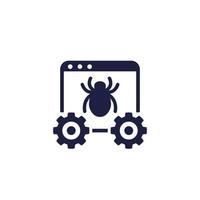 Debugging, searching for bugs icon on white vector