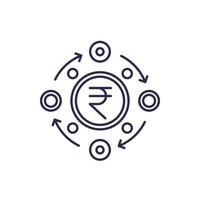 cambio de rupias, icono de la línea de dinero vector