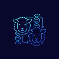 cloning line icon with a sheep, vector